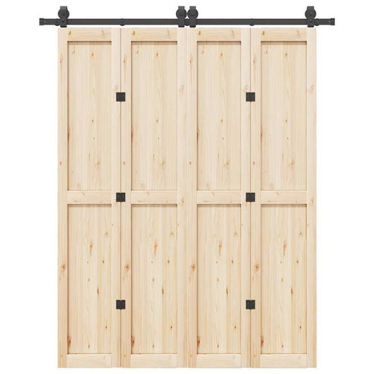 Schuifdeur – Binnendeur – Houten Deur – Loftdeur – Schuifdeursysteem – Zwaar Massief Hout – 59,94 cm Breed – 137,16 cm Hoog – Zwarte Handgrepen – Duurzaam & Gebruiksvriendelijk