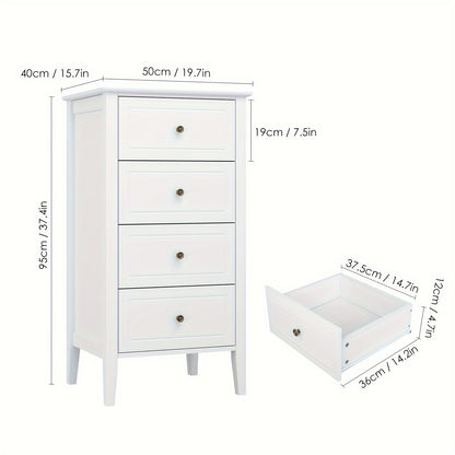 Ladekast – Ladeblok – Dressoir – Opbergkast – Kommode – Modern Wit – 5 Lades – MDF & Massief Hout – Ruimtebesparend Compact Design – Geruisloze Laden