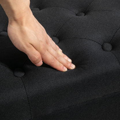 HOMCOM Sitzbank Polsterbank mit Stauraum Truhenbank Flur Schlafzimmer Wohnzimmer leinenartiges Polyester Gummiholz Schwarz 100 x 40 x 44cm