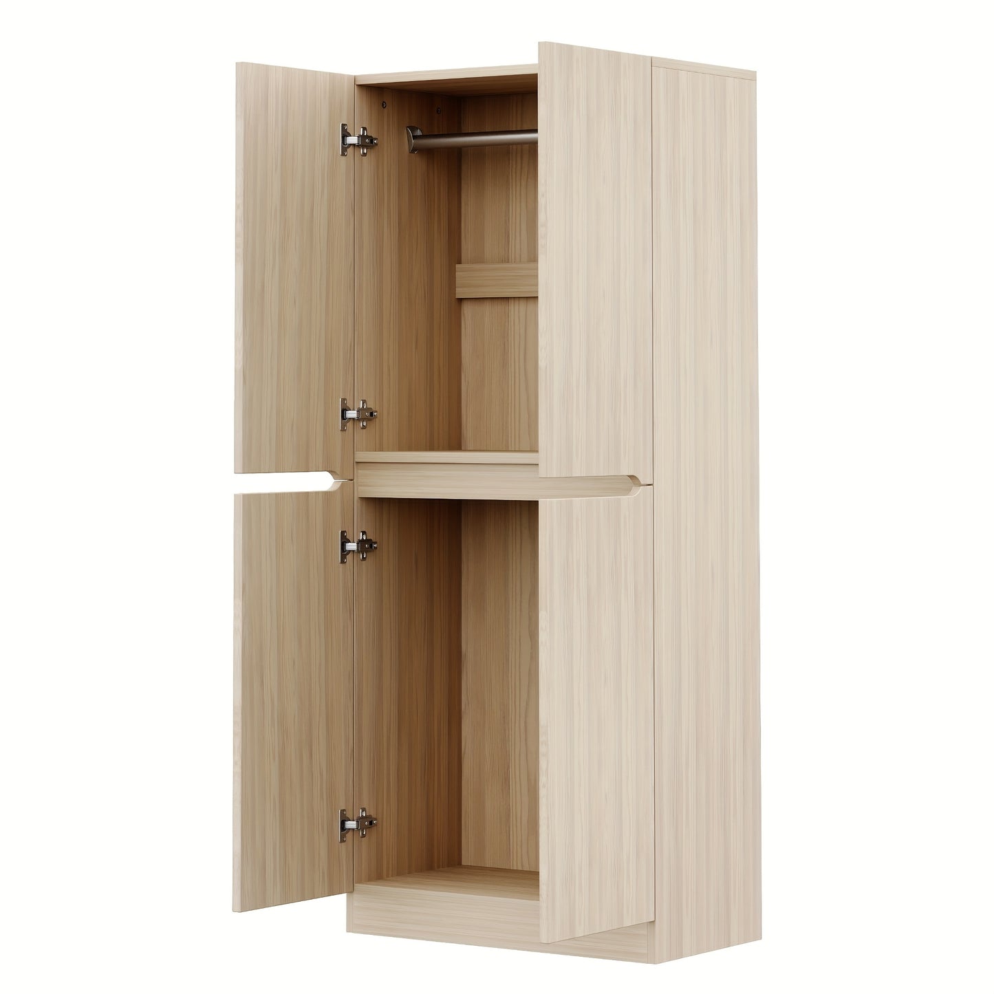 Opbergkast Hal – Opbergmeubel Entree – Schoenenkast – Kast Met Vakken – Slanke Halmeubel – Natuurlijk Bamboe – 70x40x170 cm – Dubbeldeurs Design
