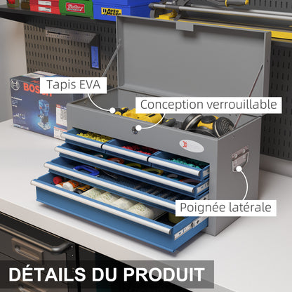 Gereedschapskist – Gereedschapskoffer – Toolbox – Opbergkist – Metalen Kist – 6 Laden & Bovenvak – Afsluitbaar Met Sleutel – Stevig Koudgewalst Staal