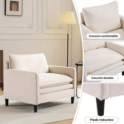 Lounge Stoel – Fauteuil – Relaxstoel – Loungestoel – Woonkamerstoel – Hoogwaardig Traagschuim – Stevig Houten Frame – Beige