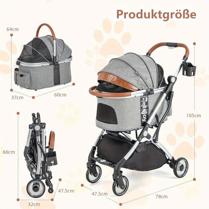 Hondenbuggy – Huisdierenwagen – Wandelwagen – Draagtas – Transportwagen – Aluminium Frame – Opvouwbaar Met Waterdichte Hoes