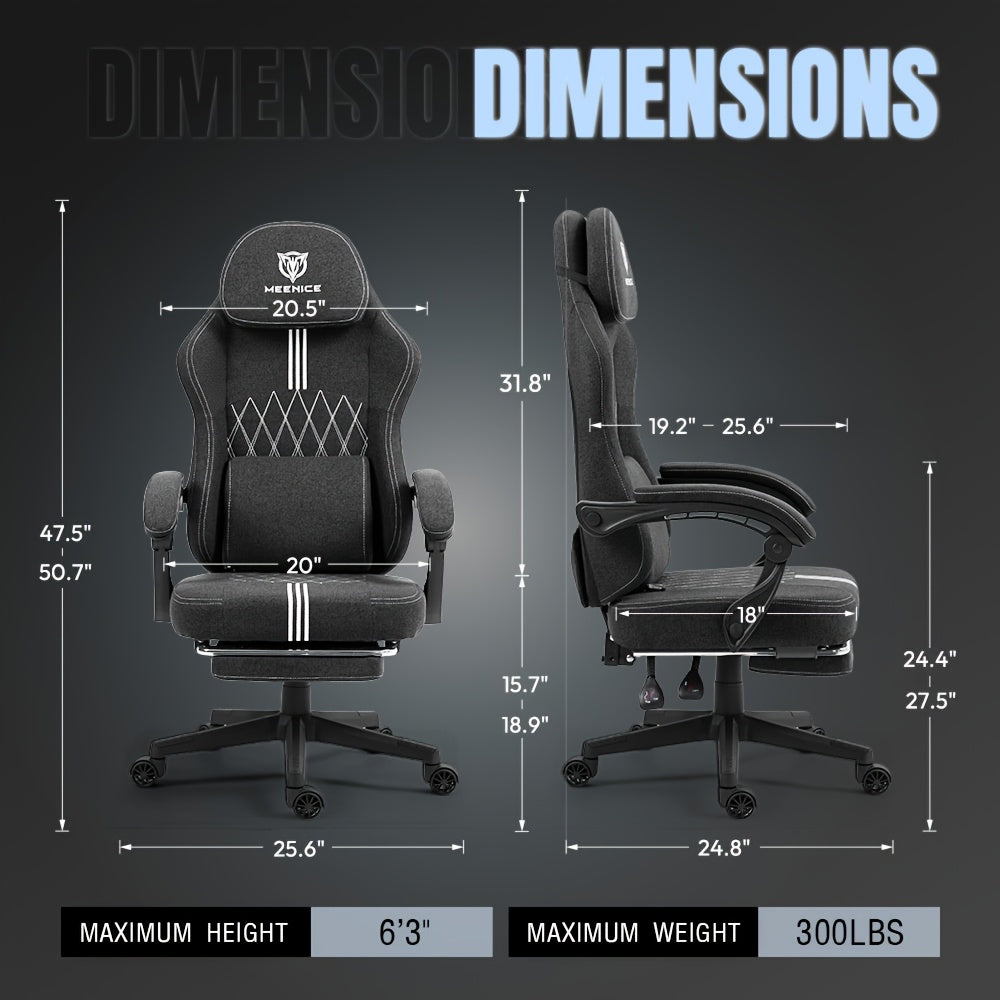 Ergonomische Gamingstoel – Bureaustoel – Game Chair – Office Chair – Comfortstoel – Hoog Rugondersteuning – Ademend Koelgel – PU Leer Zwart