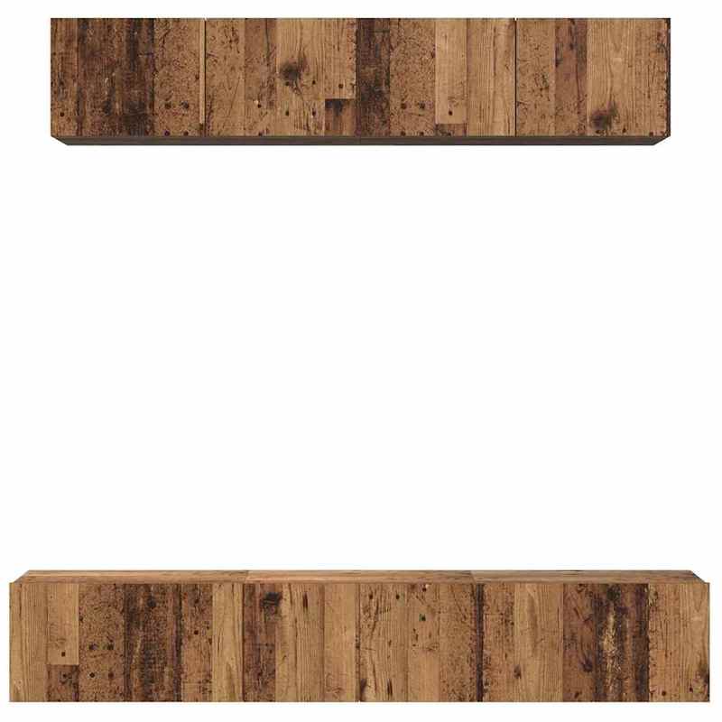 Tv-meubel – Tv-meubelset – TV-kast – Opbergmeubel – Woonkamermeubel – Oud Hout Bruin – 5-delig – Bewerkt Hardhout – Ruime Opbergruimte – Modern Minimalistisch Design