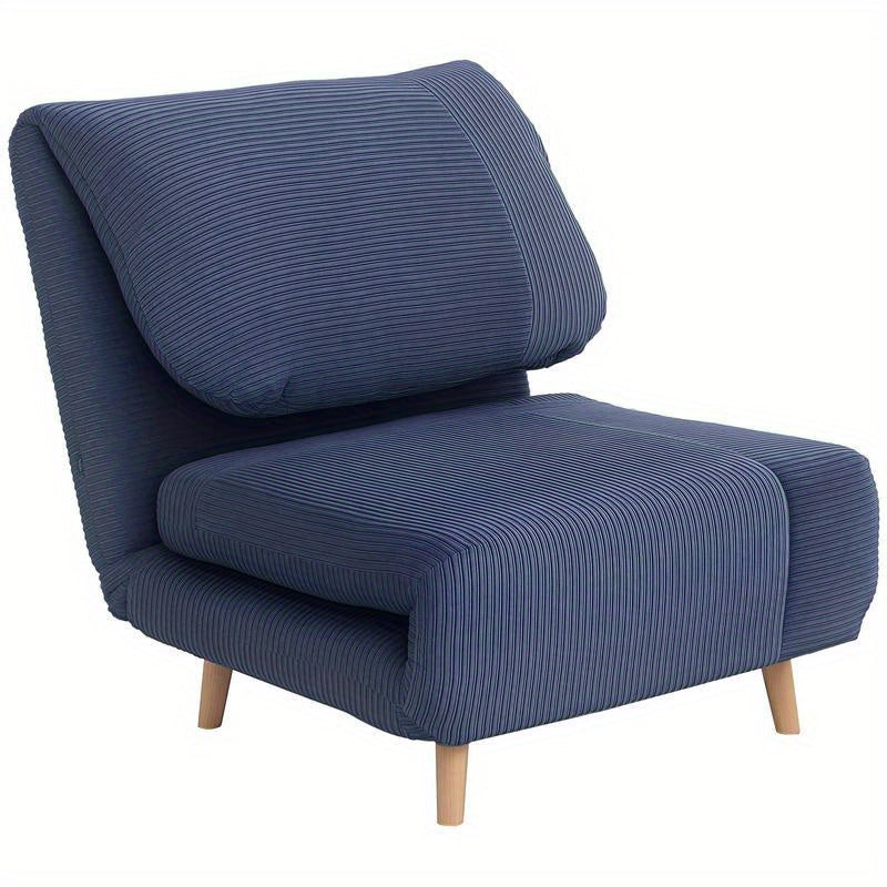 Modern Blue Adjustable Backrest Sleeper Sofa Bed with Plush Cushioning - Multifunctional Convertible Chair, Bed & Lounge Furniture, Easy Assembly, Durable Plastic/Wood/Metal Frame, Space-Saving Design for Small Spaces, Living