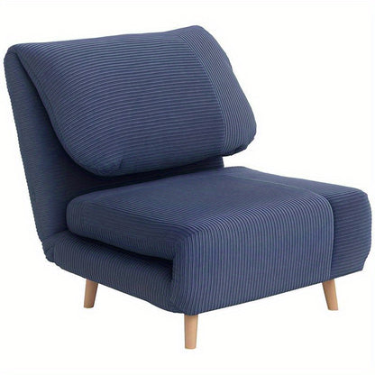 Modern Blue Adjustable Backrest Sleeper Sofa Bed with Plush Cushioning - Multifunctional Convertible Chair, Bed & Lounge Furniture, Easy Assembly, Durable Plastic/Wood/Metal Frame, Space-Saving Design for Small Spaces, Living