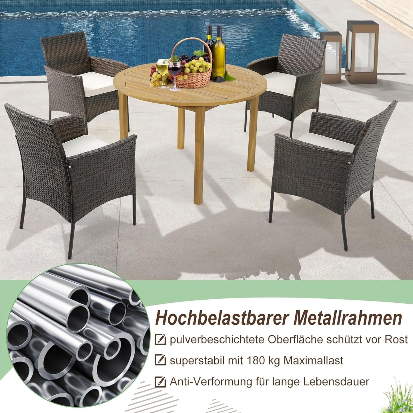 Tuinstoelen – Tuinmeubels – Balkonstoelen – Verstelbare Stoelen – Met Kussen – PE Rattan – Metalen Frame – Ergonomisch Design