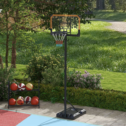 Basketbalpaal – Basketbalstandaard – Basketbalring – Basketbalnet – Basketbalset – Verstelbare Hoogte 235-264 cm – Zwarte Stevige Gewichtsbasis Met Wielen