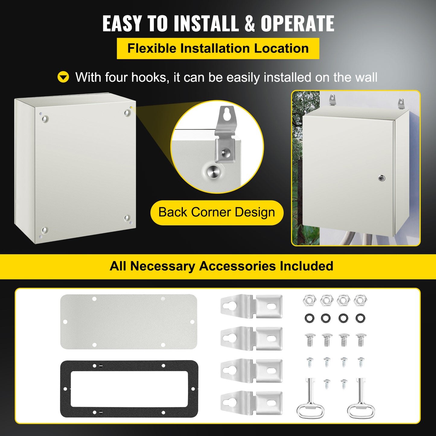 Elektrakast – Elektrische Behuizing – Noodkast – Installatieklemkast – Wanddoos – Stalen Behuizing – IP66 Waterdicht – 50x40x20 cm