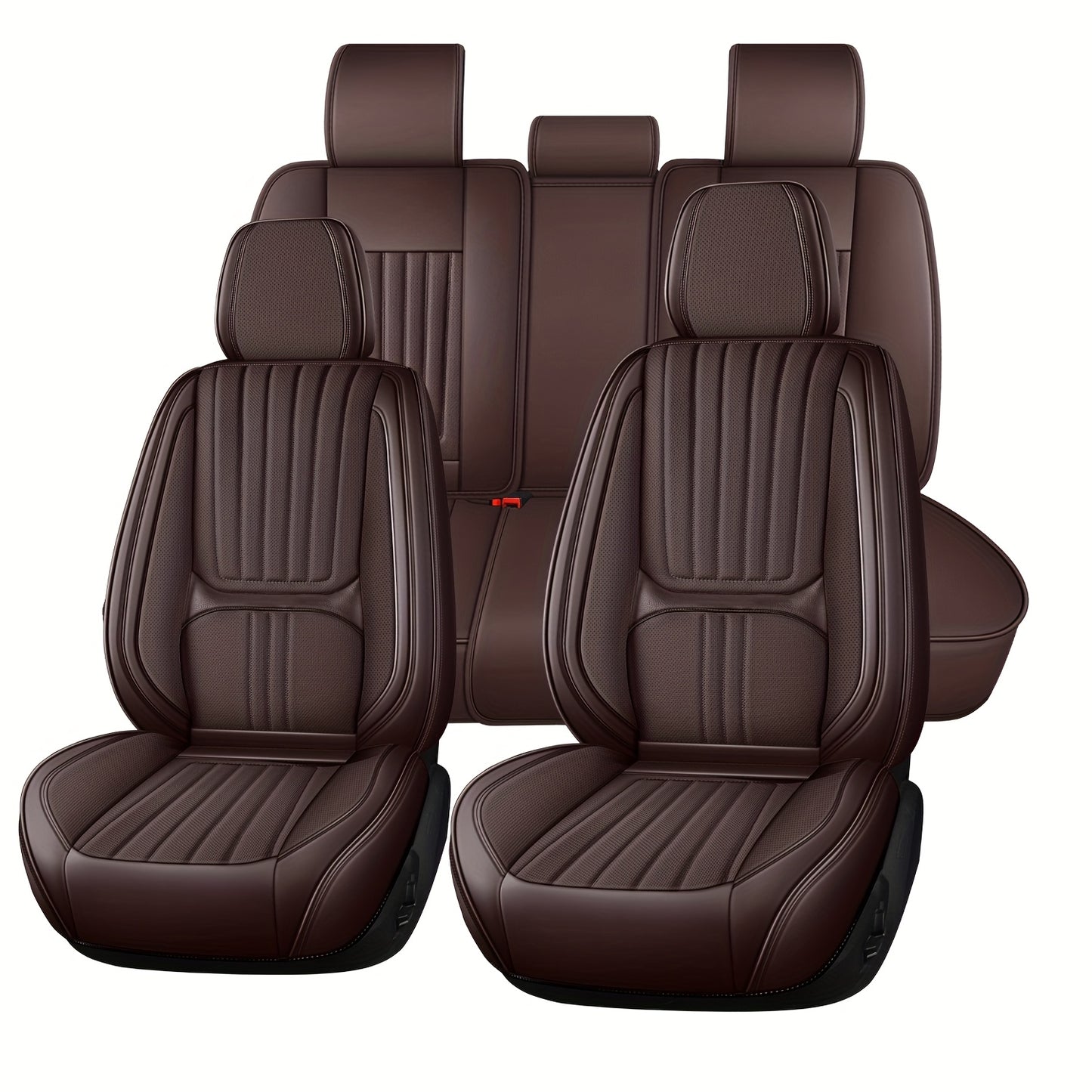 Autostoelhoes – Stoelhoes Auto – Stoelbekleding – Autostoelbeschermer – Autostoelhoezenset – Nappa Leder – Ademend – Universele Pasvorm – 5 Zits – 2 Voorstoelen Volledig + 3 Achterbank Half