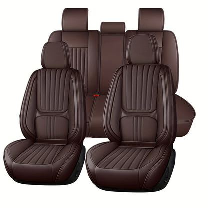 Autostoelhoes – Stoelhoes Auto – Stoelbekleding – Autostoelbeschermer – Autostoelhoezenset – Nappa Leder – Ademend – Universele Pasvorm – 5 Zits – 2 Voorstoelen Volledig + 3 Achterbank Half
