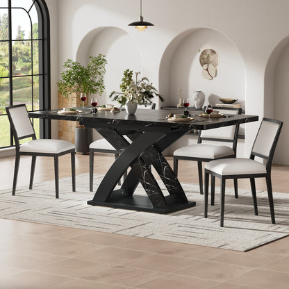 Verstelbare Eettafel – Uitschuiftafel – Tafel – Dining Table – Eetkamertafel – Zwart – 120-160 cm Verstelbaar – Geschikt Voor 4-6 Personen