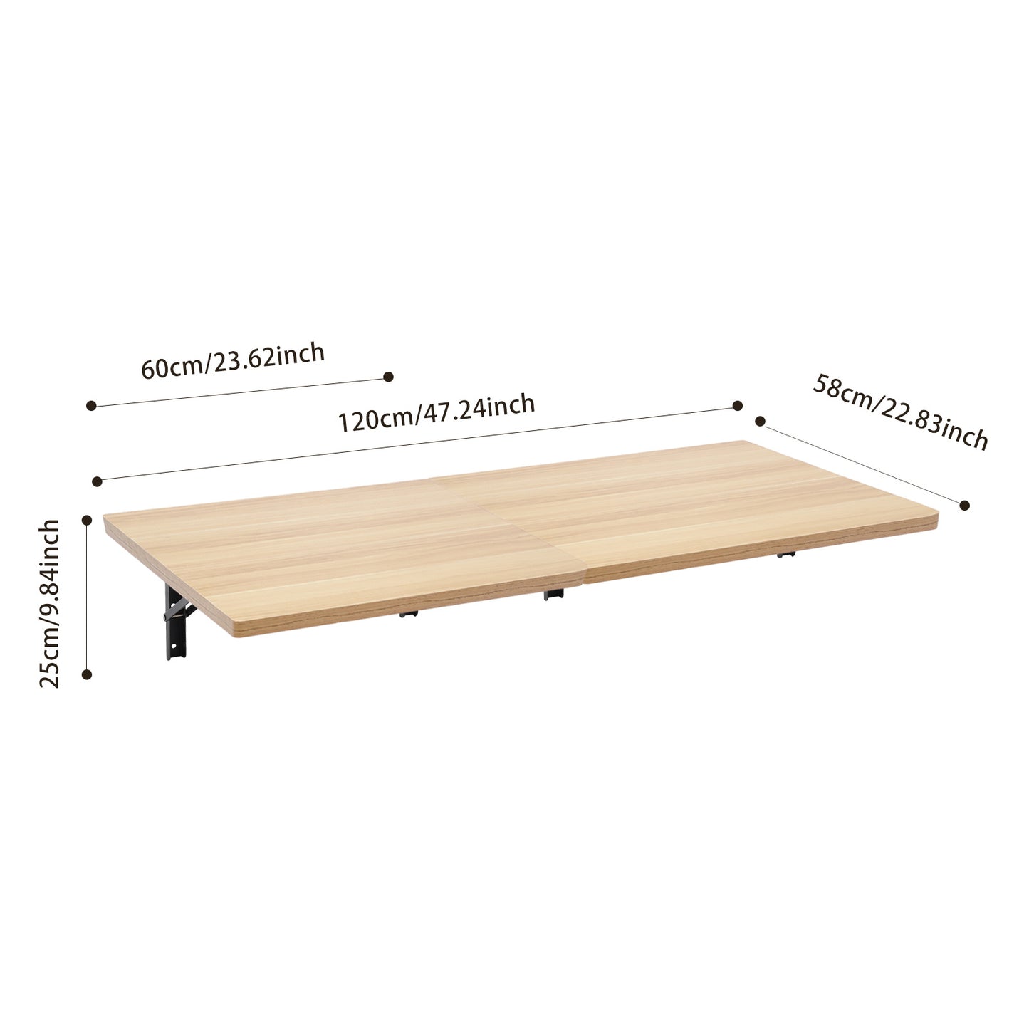 2pcs Wall Mounted Foldable Workbench with Heavy-Duty Metal Frame & Wood-Like Surface - Space-Saving Foldable Design, 29.94 KG Capacity, 59.94cm Wide Work Surface, Adjustable Height, Easy Install for Workshop, Garage, Home Off