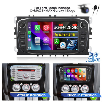 Android Autoradio – Multimedia Systeem – Navigatie Radio – Auto Stereo – Touchscreen – 7 Inch IPS Display – Android 15 – Draadloze CarPlay & Android Auto Met Achteruitrijcamera & Microfoon
