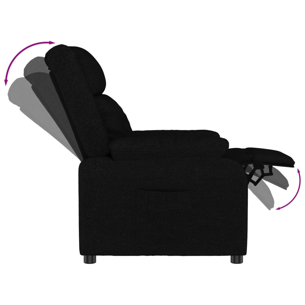 Fauteuil – Relaxstoel – Verstelbare Stoel – Zitzak – Loungefauteuil – Zwart – Verstelbaar in 3 Standen – Houten & Metalen Frame