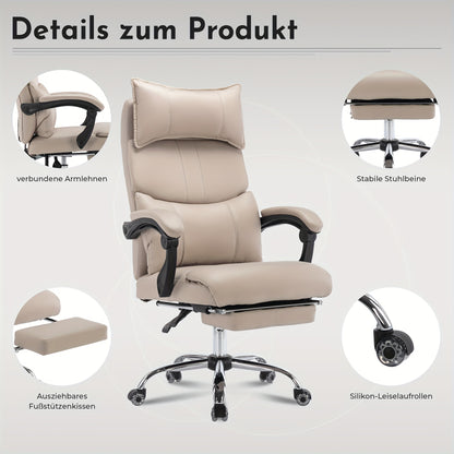 Ergonomische Lounge Stoel – Gaming Stoel – Bureaustoel – Kaptafelstoel – Draaistoel – Verstelbare Lendensteun – Metalen Frame – PU-Leder – Hoogteverstelbaar – Roze