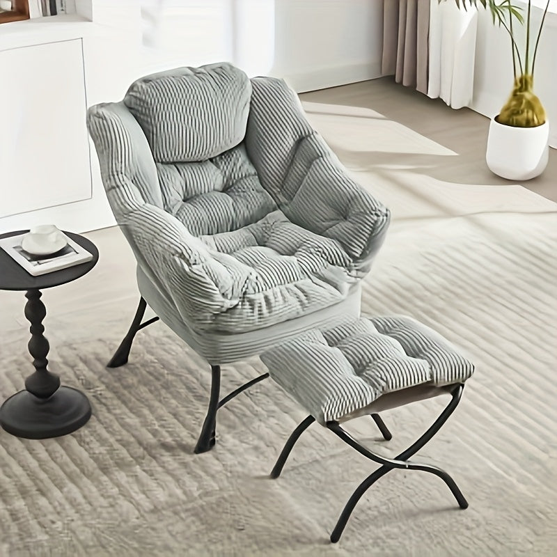 Modern Lazy Susan Ottoman Chair with Footrest & Armrests - Space-Saving Accent Chair with Side Pockets, Soft Cushioned Seat & Backrest, Easy Assembly for  Spaces, Living Room, Bedroom, Corner - Black & Neutral Tones, Durable