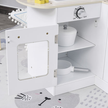 Speelkeuken – Kinderkeuken – Speelkeukentje – Speelkeukentje Voor Kinderen – Wit – 14-delige Accessoireset – Elektrische Waterdispenser – Afmeting 86x64x84,5 cm