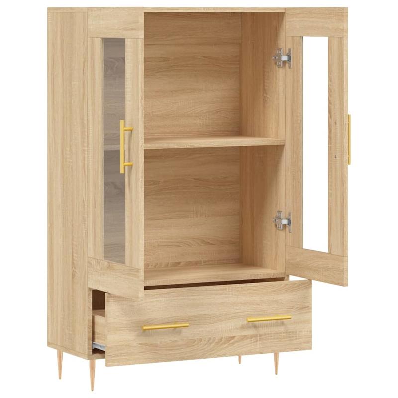 Simple Sideboard, Spacious Storage Cabinet with Display Shelf, Suitable for Kitchen, Living Room, Stylish Furniture, Offers Additional Storage Space and Home Decor, Ensures Safety. Tall Cabinet 69.5x31x115 cm, Treated Wood, S