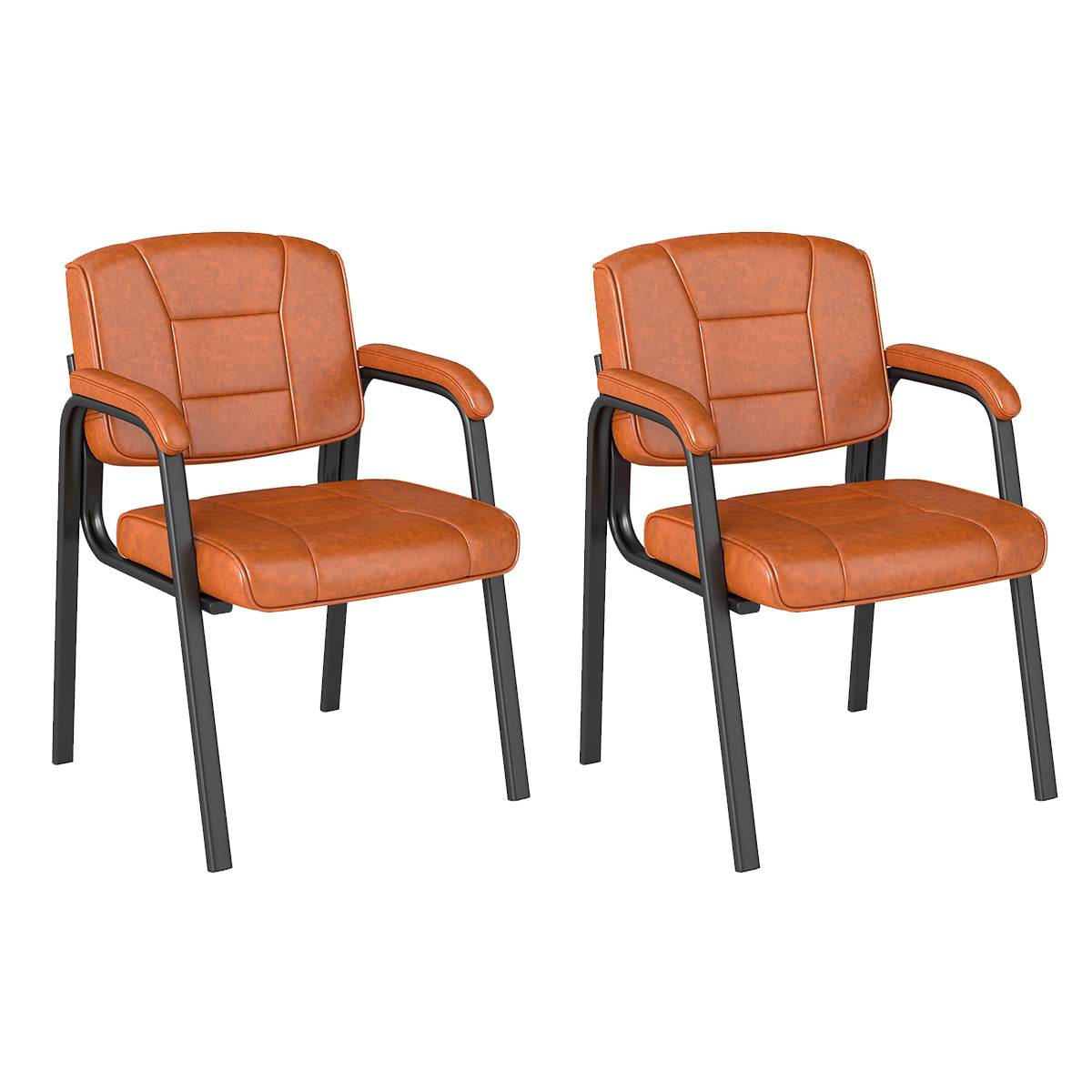 Loungestoel – Gaststoel – Fauteuil – Bureaustoel – Wachtruimte Stoel – Metalen Frame – PU Leer Bekleding – Extra Stevig – Comfortabele Armleuningen