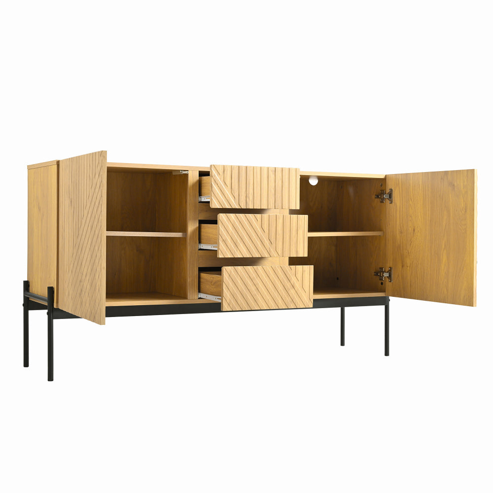 Dressoir – Sideboard – Buffetkast – Ladekast – Opbergkast – Modern Design – Stabiele Metalen Poten – 75x140x40 cm