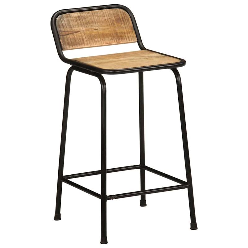 Bar stool 2pcs 46x35.5x80cm rough mango solid wood, Pub Style Stools, Dining Room Furniture, Modern Farmhouse, Contemporary Seating, Backrest Stool, Apartment Living