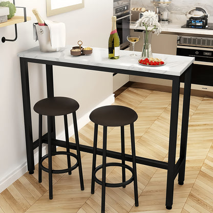 Bartafel – Statafel – Keukentafel – Bistrotafel – Barmeubel – Wit Sintersteen Blad – Zwart Metalen Onderstel – 120x40x105 cm – Duurzaam & Krasbestendig