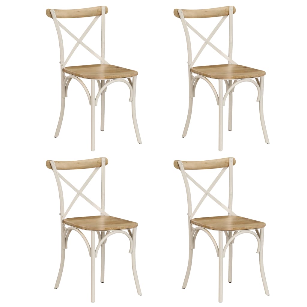 Eettafelstoel – Eetkamerstoel – Stoel – Kuipstoel – Meubel – Massief Mangohout – Zwart Stalen Frame – Handgemaakt – Duurzaam & Stevig