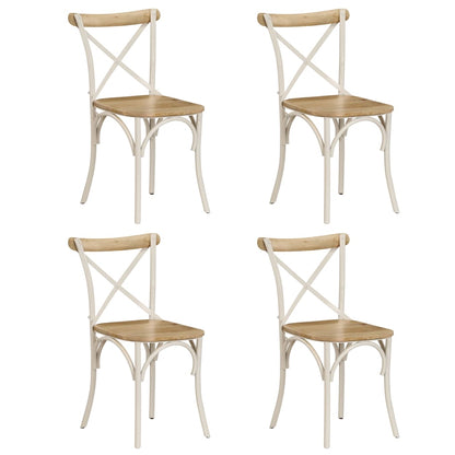 Eettafelstoel – Eetkamerstoel – Stoel – Kuipstoel – Meubel – Massief Mangohout – Zwart Stalen Frame – Handgemaakt – Duurzaam & Stevig