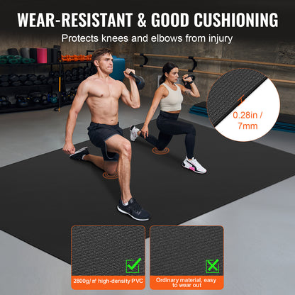 Yogamat – Fitnessmat – Sportmat – Pilatesmat – Trainingsmat – Extra Groot 240x180 cm – Anti-Slip PVC 7 mm Dikte