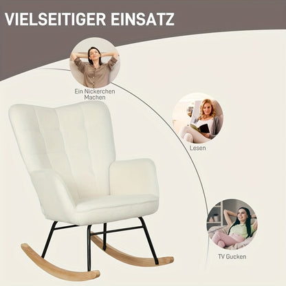 Rocking Chair, Armchair, Nursing Chair, Rocking Chair with Armrests, Padded Seat for The Living Room And Bedroom, Modern Armchair with A High Backrest, Balcony, Fabric And Wooden Runners, Load Capacity Up to 120kg, Chair Livi