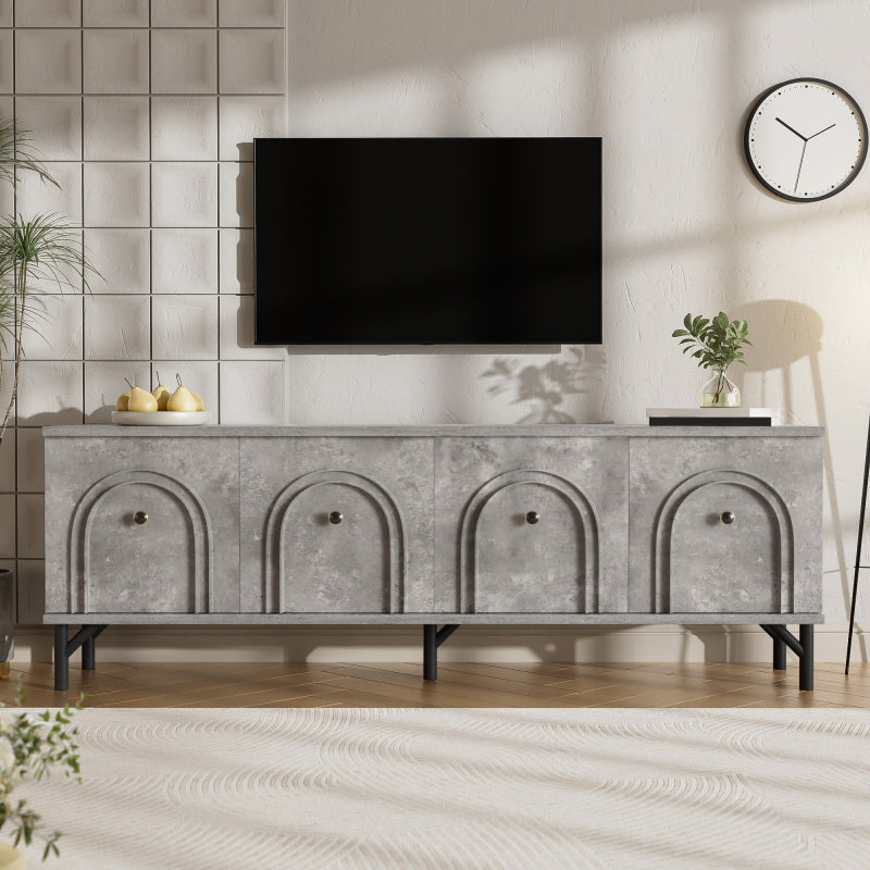 TV-meubel – Tv-kast – Mediameubel – Dressoir – 4-Deurs Kasten – Modern Grijs – 160 cm Breed – Soft-Close Deuren – Geïntegreerd Kabelmanagement