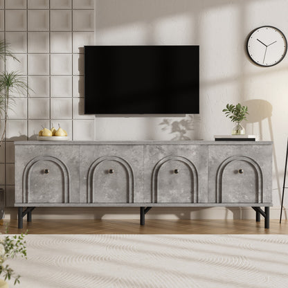TV-meubel – Tv-kast – Mediameubel – Dressoir – 4-Deurs Kasten – Modern Grijs – 160 cm Breed – Soft-Close Deuren – Geïntegreerd Kabelmanagement