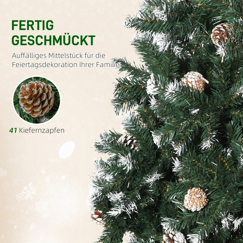 Kunstkerstboom – Nepboom – Kunstkerstboom Met Dennentakken – Kerstversiering – Kerstboom 150 cm – 676 Takken Tips – Vuurvast En Sneeuw Geblakerd