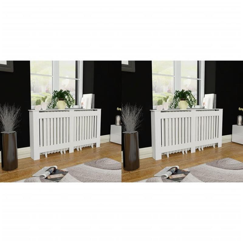 Radiatorombouw – Radiatorbekleding – Verwarmingsombouw – Radiatoromkasting – Wit – Set van 2 stuks – 152 cm lang – Duurzaam kunststof