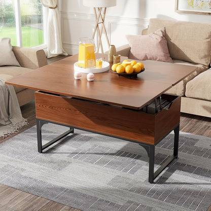 Salontafel – Woonkamertafel – Koffietafel – Verstelbare Tafel – Multifunctionele Tafel – Verstelbare Hoogte – Verborgen Opbergruimte – Kastanjebruin
