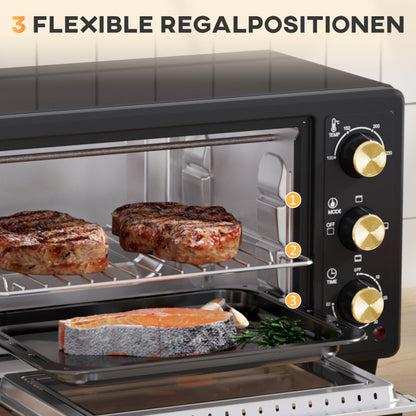 Mini Oven – Toaster Oven – Bakoven – Broodrooster – Grill Oven – Zwart – Compact Formaat – Timer Met Automatische Uitschakeling