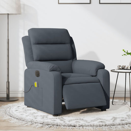 Elektrisch Verstelbare Fauteuil – Relaxstoel – Leunstoel – Zitstoel – Loungestoel – Donkergrijs – 6-Punts Massagefunctie – Fluweelstof Comfort