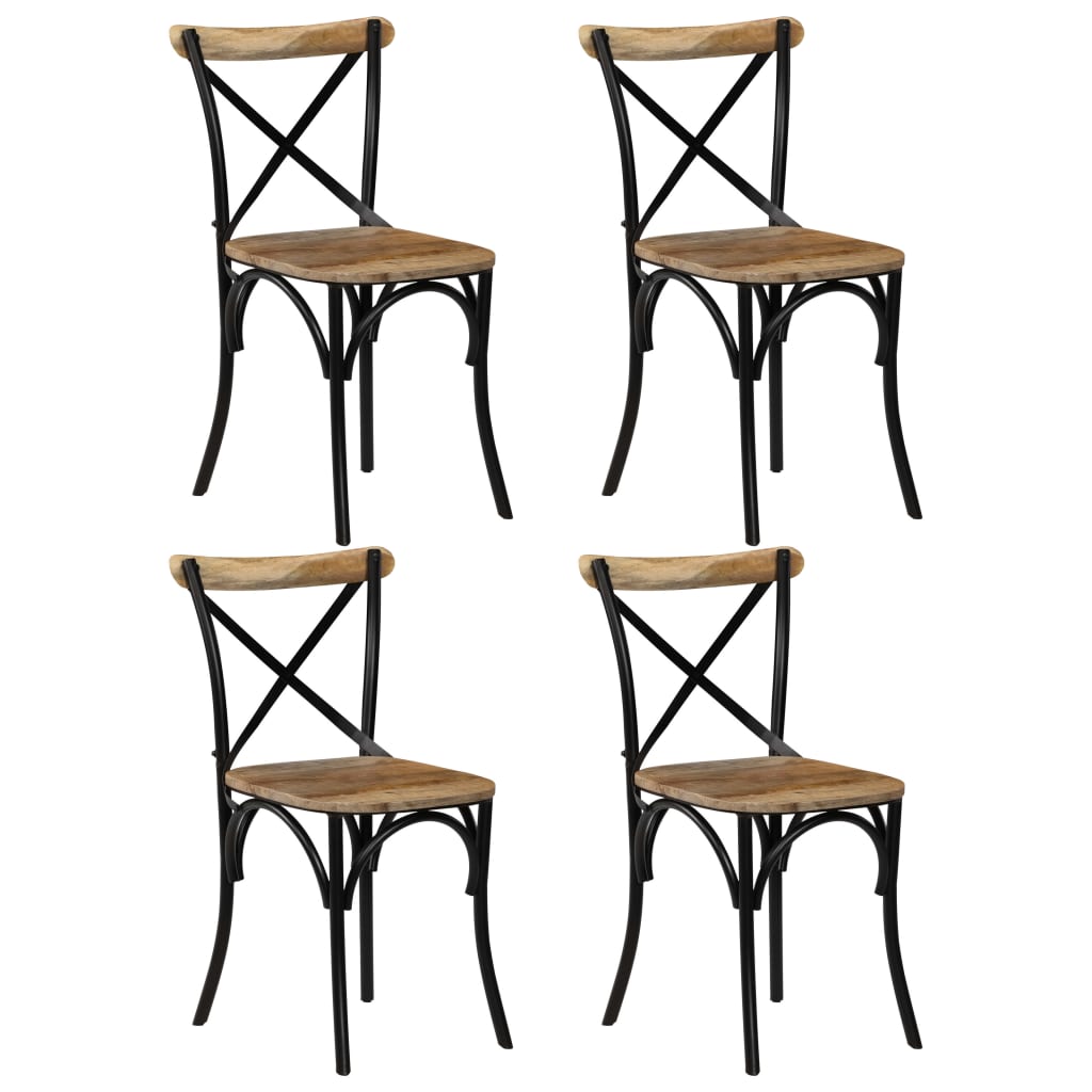 Eetkamerstoel – Stoel – Kuipstoel – Meubel – Woonkamerstoel – Massief Mangohout – Zwart Stalen Frame – Handgemaakt – Duurzaam