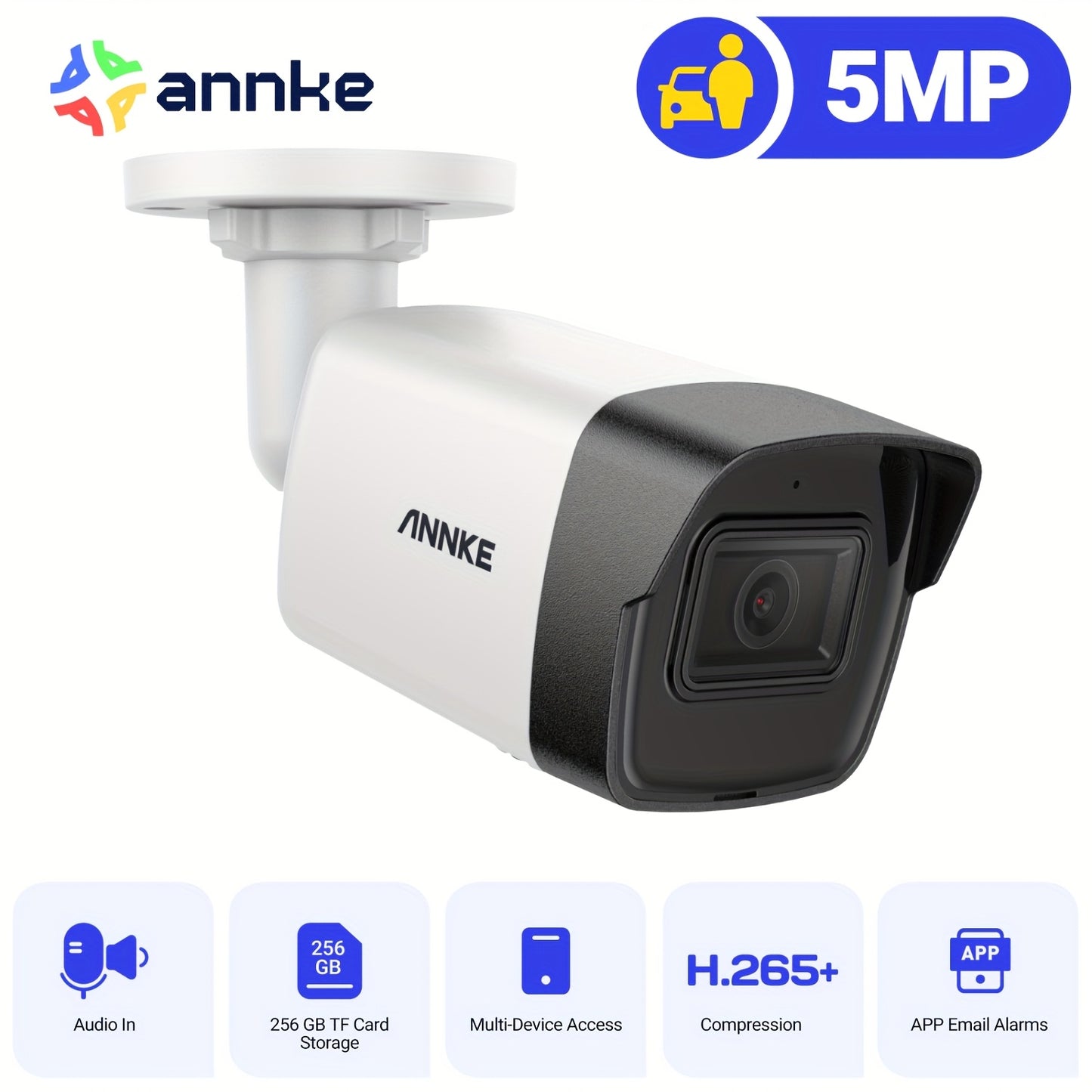 5MP Outdoor Beveiligingscamera – IP Camera – Surveillance Camera – Bewakingscamera – Bullet Camera – Met Audiofunctie – Nachtzicht Tot 30 Meter