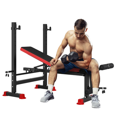 Adjustable Weight Bench Press - Heavy-Duty Home Gym Bench with Weight System Compatible for weightlifting, Weight Training | Durable Metal Frame, 3-Level Elbow Pads | / Strength Training Equipment (Commercial & Home Use) -