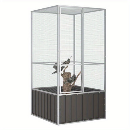 Black Stainless Steel Small Animal Cage - 111x107x211.5cm, Ventilated Mesh Design with Safety Ventilation, Durable Metal Construction for Rabbits, Guinea Pigs, Hamsters & Small Pets, Pet Cage, Pet Habitat, Sturdy Pet Cage, Se
