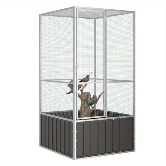 Black Stainless Steel Small Animal Cage - 111x107x211.5cm, Ventilated Mesh Design with Safety Ventilation, Durable Metal Construction for Rabbits, Guinea Pigs, Hamsters & Small Pets, Pet Cage, Pet Habitat, Sturdy Pet Cage, Se