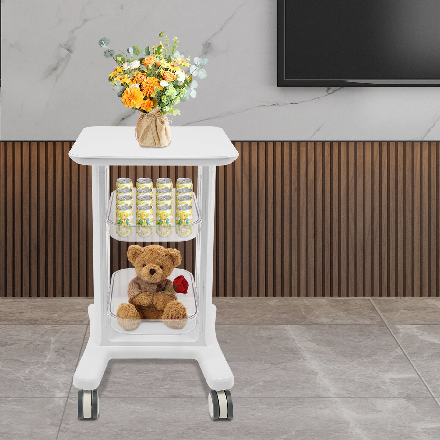 3-Tier No Assembly Needed Storage Cart Professional Beauty Salon Storage Trolley, Beauty Trolley, Salon Organization, Sleek Organizer, Compact Design, Durable Construction, Easy to Clean, Mobile Storage Unit, Storage Organize