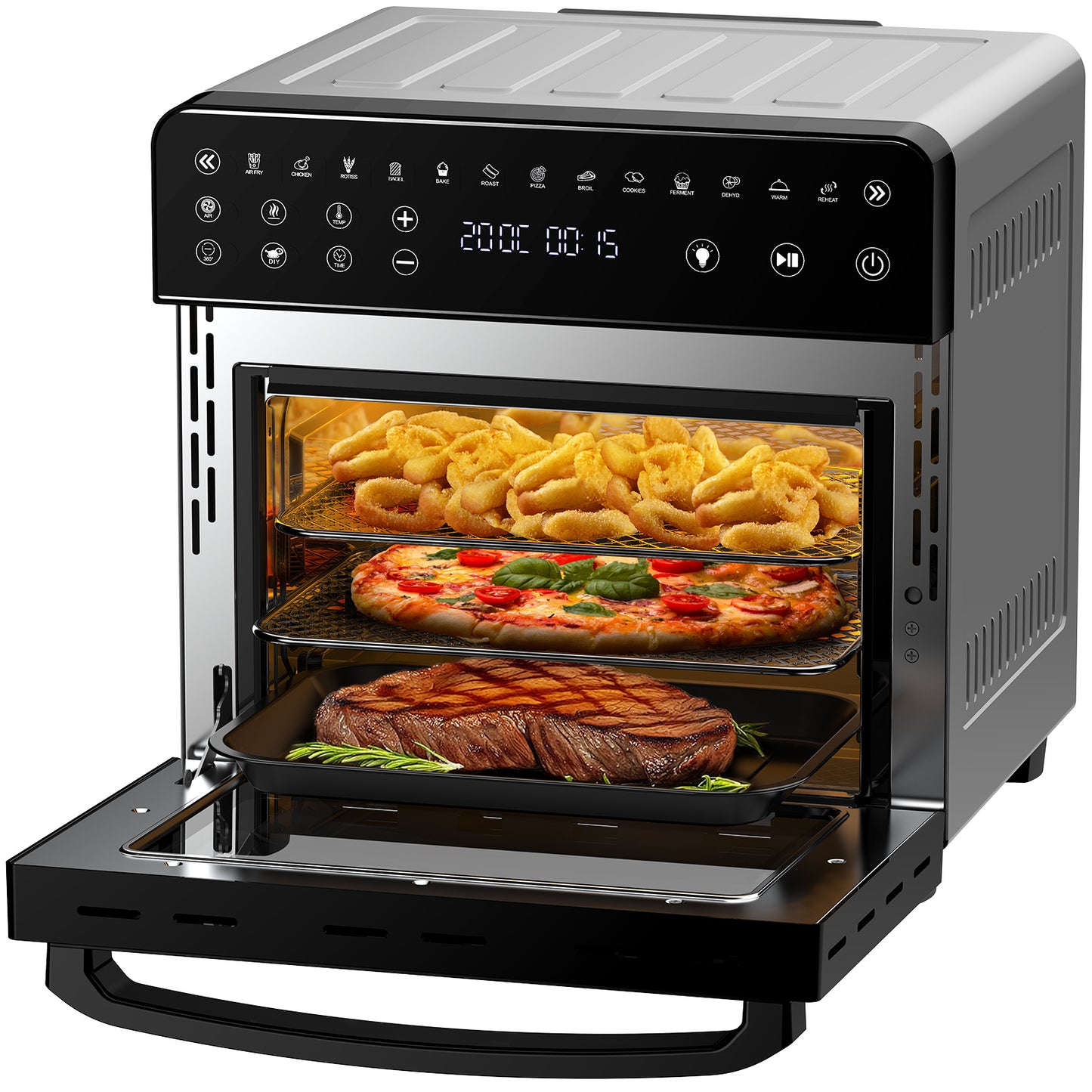 Airfryer – Heteluchtfriteuse – Luchtfriteuse – XXL Friteuse – Heteluchtoven – 15 Liter – 2200W Vermogen – 13 Multifunctioneel