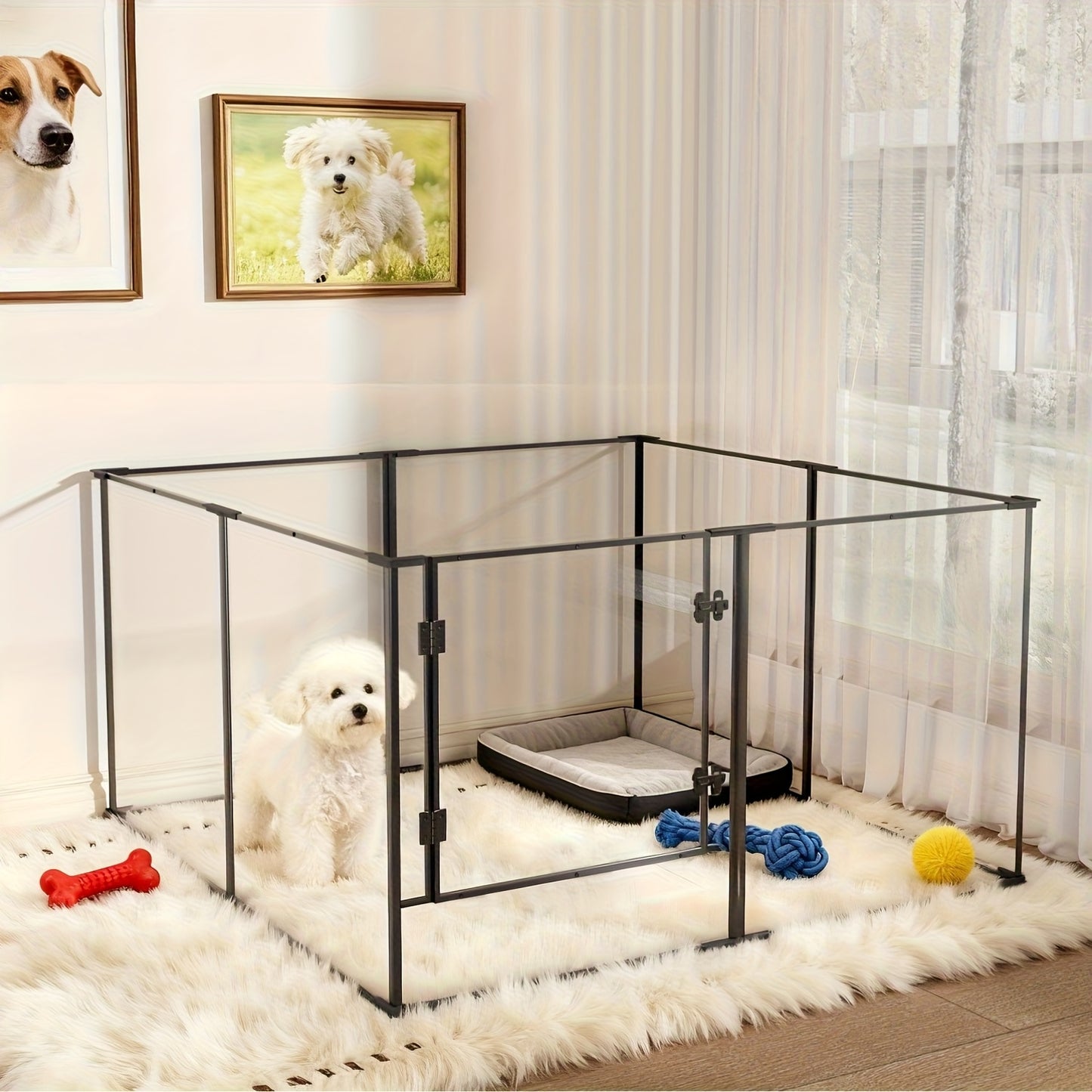Hondenren – Puppyren – Hondenkennel – Hondenbench – Binnenren – 122x122 cm – Plexiglas – Modulair & Uitbreidbaar