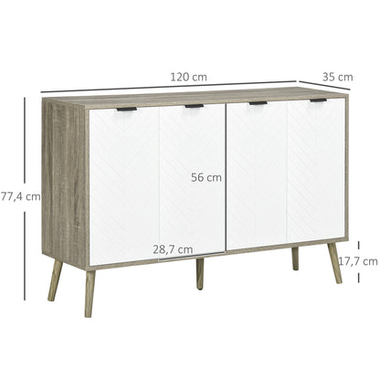Dressoir – Opbergkast – Buffetkast – Ladekast – Kast – Laagstaand – Melaminehout – 120x35x77,4 cm – Chevron Deuren – Verstelbare Planken
