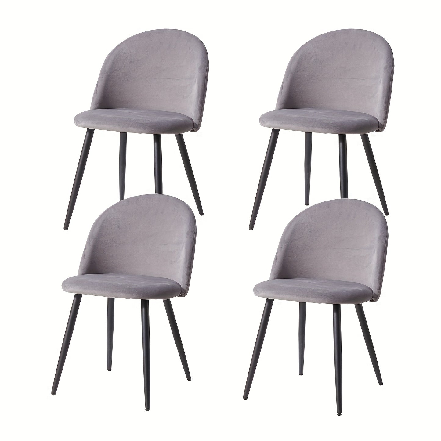 Eetkamerstoelen – Stoelen – Kuipstoelen – Bureaustoelen – Moderne Stoelen – Set Van 4 – Zwarte Metalen Poten – Comfortabele Zitting