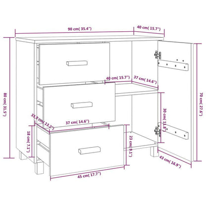 Sideboard hamar 90x40x80cm solid pine light gray Removable storage practical